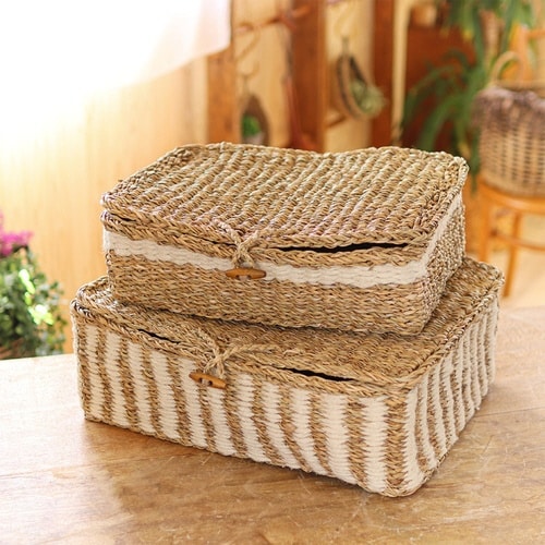 かご レクタングル ふた付き ストレージ M L