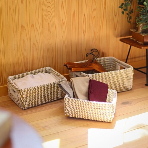 かご レクタングルバスケット S M L 3個組