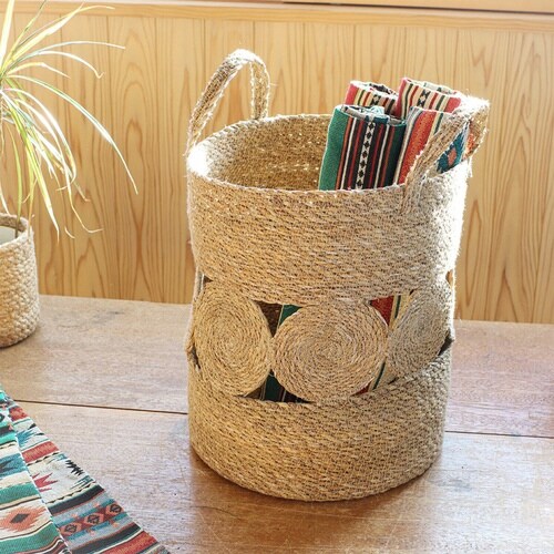 かご バスケット シーグラス シリンダーデザイン