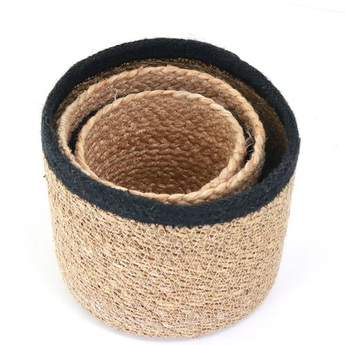 かご バスケット 3個組 ストレージ ジュート S