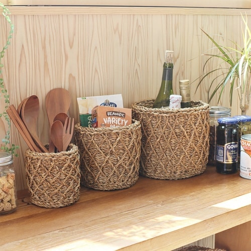 かご バスケット 3個組 ラティス 小物入れ S