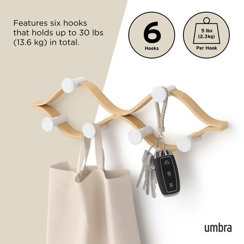 棚 壁 モンタージュ フック 6個付き ナチュラル