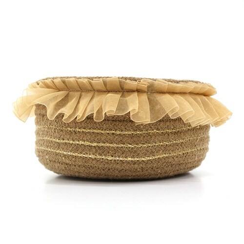 かご バスケット フリル 22cm ベージュ×2