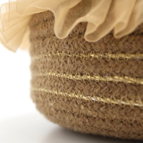 かご バスケット フリル 22cm ベージュ×2