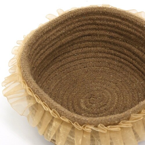 かご バスケット フリル 22cm ベージュ×2