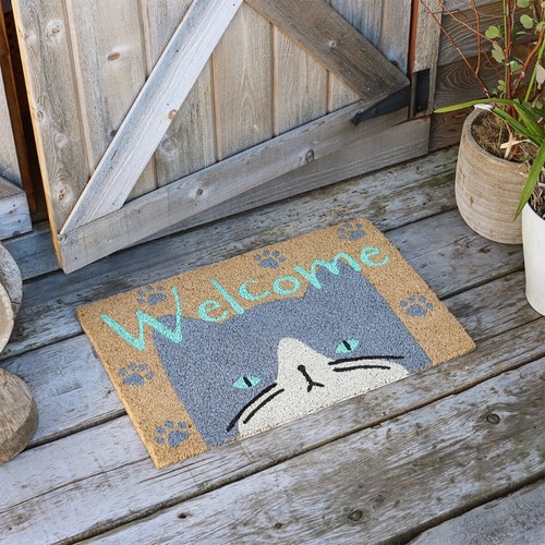玄関マット 屋外 泥落とし ハチワレねこ
