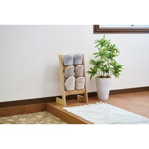 スリッパラック 木製 3段 収納