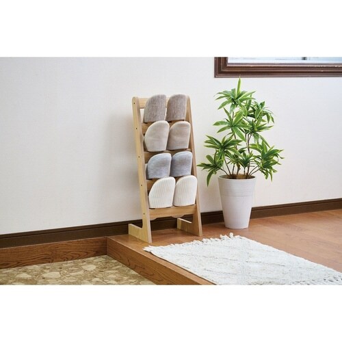 スリッパラック 木製 4段 収納