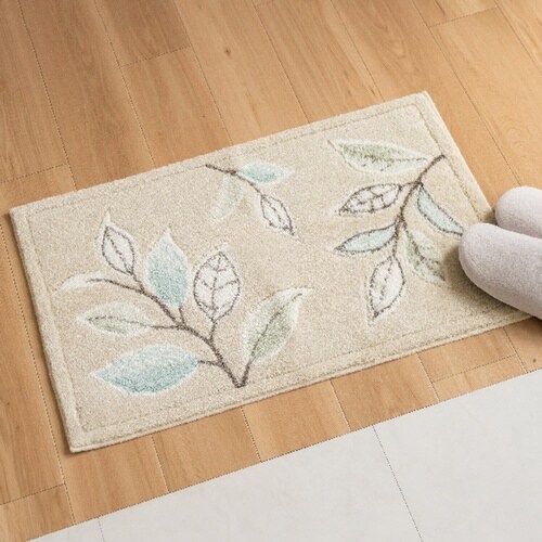 玄関マット 洗える コーナー吸着 ステッチリーフ