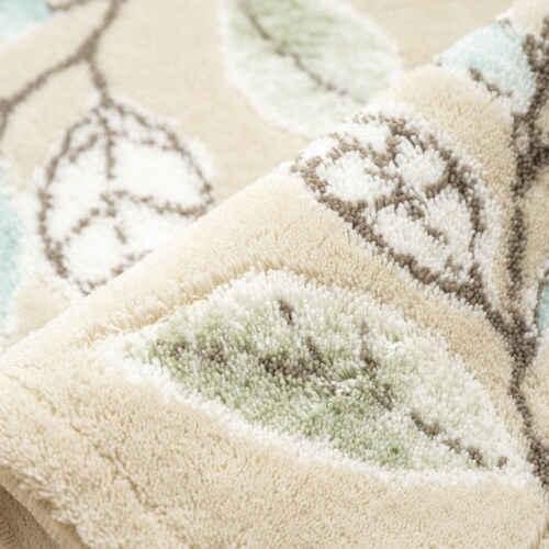 玄関マット 洗える コーナー吸着 ステッチリーフ