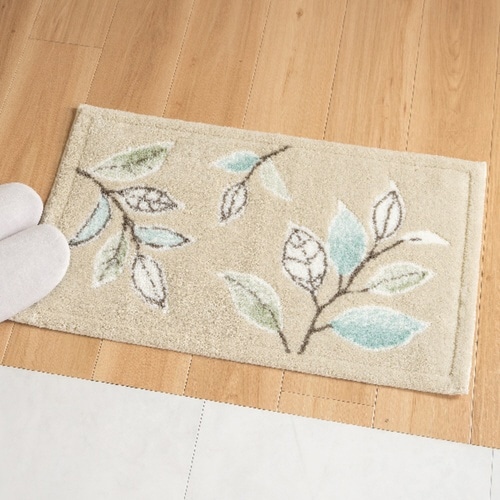 玄関マット 洗える コーナー吸着 ステッチリーフ