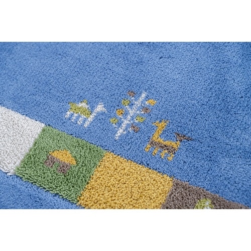 玄関マット 洗える コーナー吸着 シエラ×ブルー