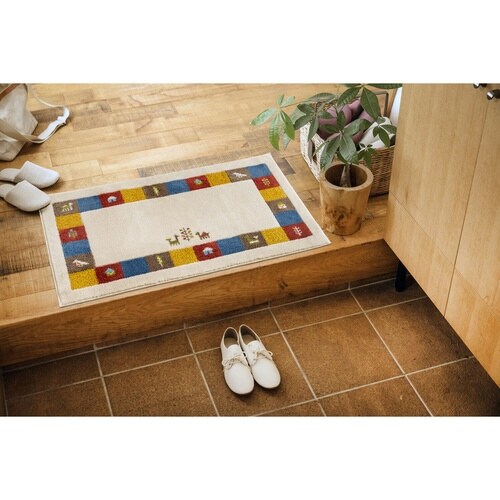 玄関マット 洗える コーナー吸着 シエラ×ベージュ