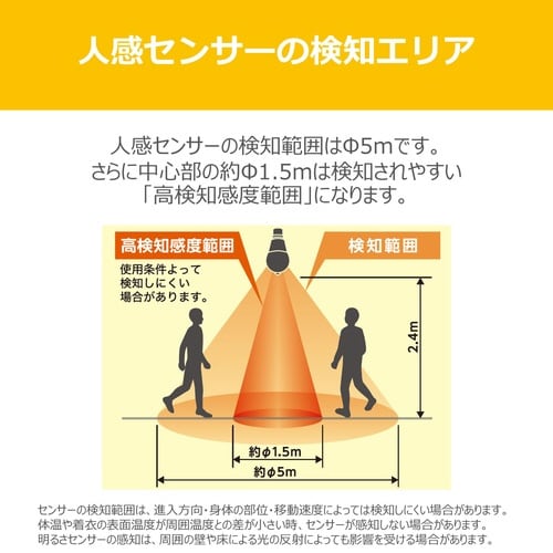 人感センサー付LED電球 全方向 60W 昼光色