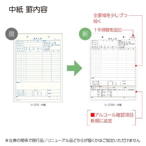 社内用紙 運転日報 B5 2穴 100枚