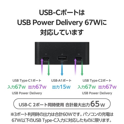 モバイルバッテリー20400mAh ケーブル付 黒