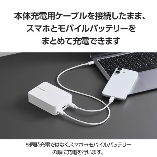 モバイルバッテリー20400mAh ケーブル付 白