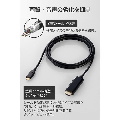 USB−C HDMI 変換ケーブル 2m ブラック