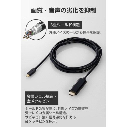 USB−C HDMI 変換ケーブル 3m ブラック