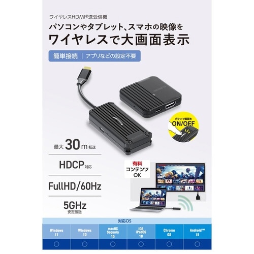 Type−C ワイヤレスHDMI 無線化 ブラック