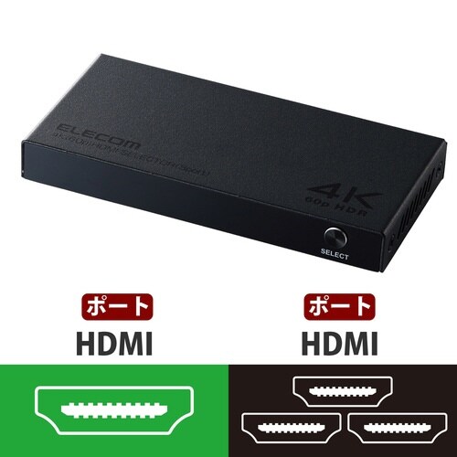 HDMI切替器 3入力1出力 4K 60Hz 黒