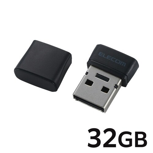 USBメモリ 32GB 小型 キャップ ブラック