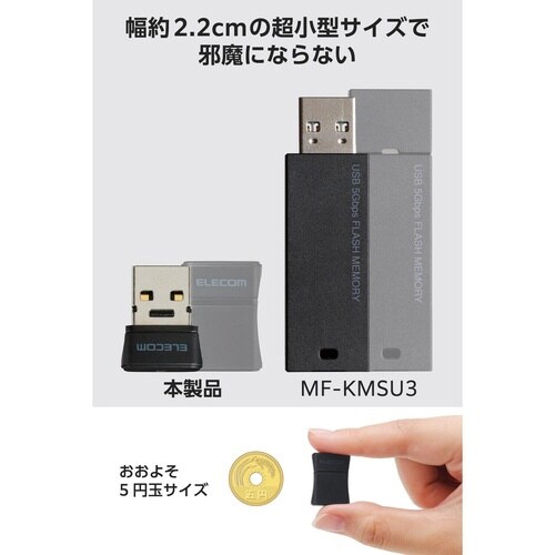 USBメモリ 32GB 小型 キャップ ブラック