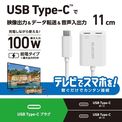 USB−C 変換アダプタ 100W PD ホワイト