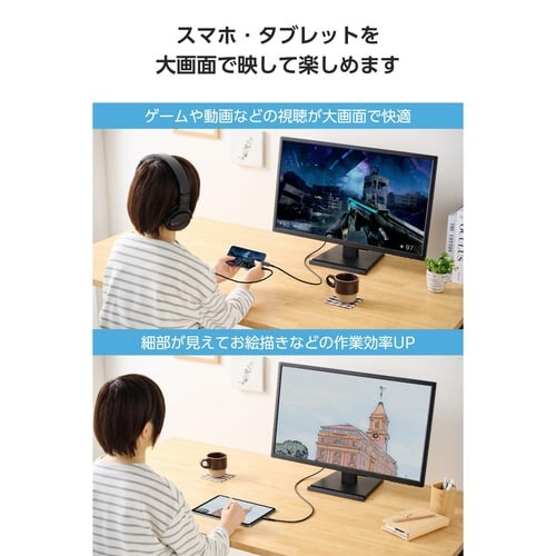 USB−C HDMI 高耐久変換ケーブル 2m 黒