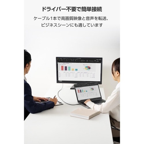 USB−C HDMI 高耐久変換ケーブル 2m 黒