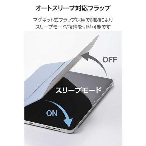 iPadAirケース 11インチ 背面クリア 青