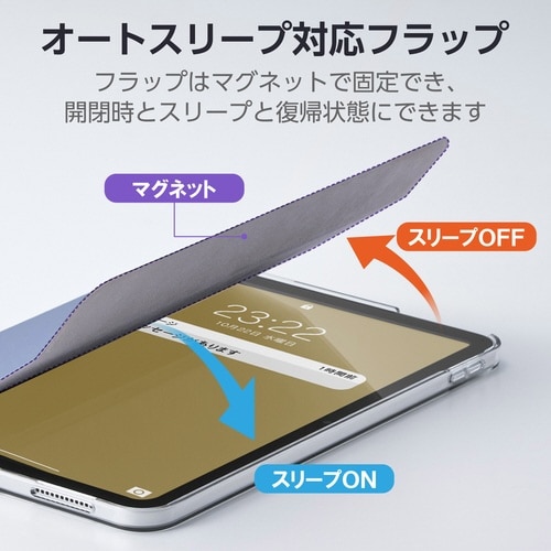 iPadケース 11インチ 背面クリア 青