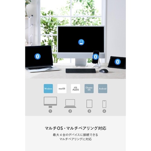ワイヤレスキーボード ミニ マルチ接続 ブラック
