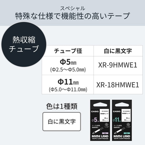 ネームランド 熱収縮チューブ テープ幅18mm