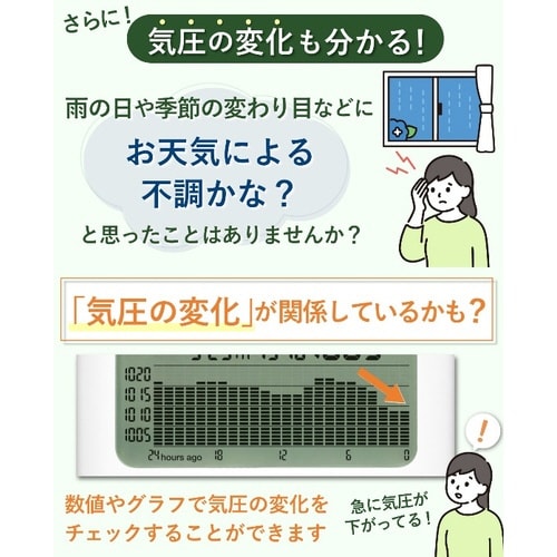 グラフ付きデジタル温湿度計 アイボリー
