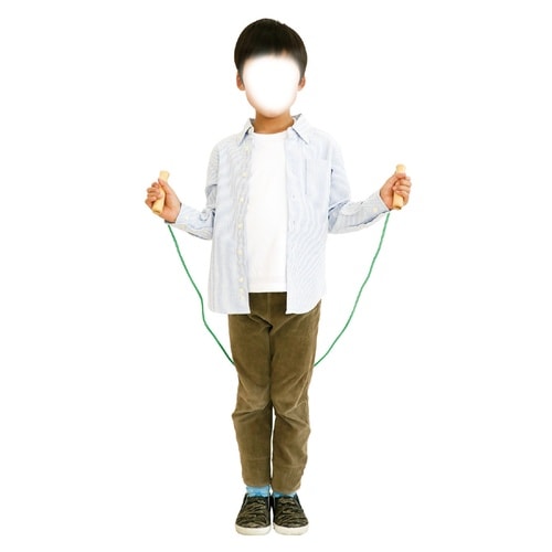 彩り木柄なわとび 赤 袋付き