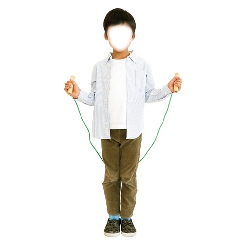 彩り木柄なわとび 緑 袋付き