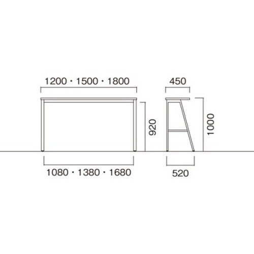 BSYハイテーブルW1800D450HHBWN
