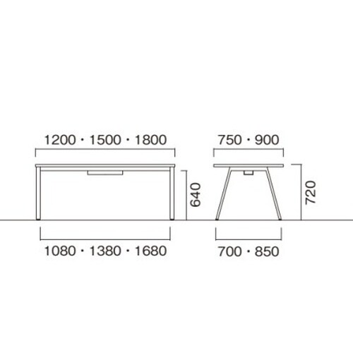 BSYテーブルW1800D750BLO