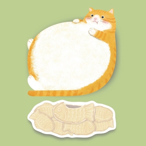 まんぷく付箋 チャシロ猫×10