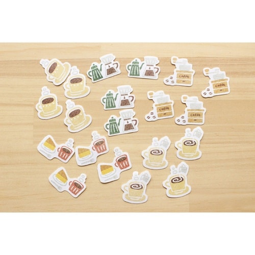 和紙フレークシール ぽちっと コーヒー×15