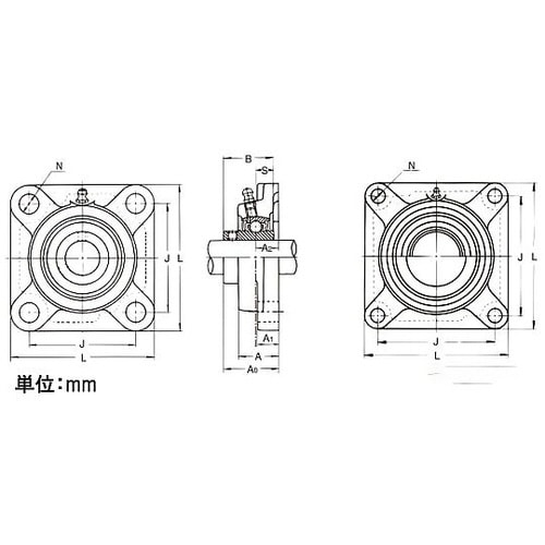 UCF204/ 20mm 角フランジ形ユ