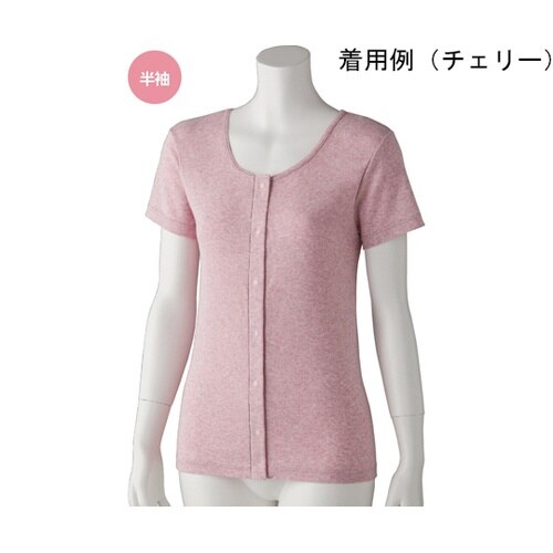 婦人フライス杢半袖 ホックインナー チェ