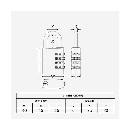 40mm ダイヤル錠(緊急解除キー付)