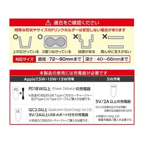 車内用品 スマホホルダー Qi ワイヤレ