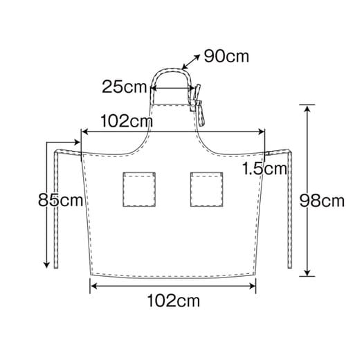 胸当てエプロン(首掛け)フリー ブラック