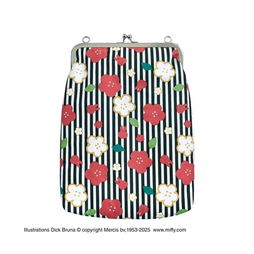 ミッフィー御朱印帳ポーチ(がま口)縞梅