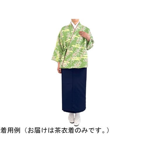 雲取花柄 茶衣着 上 グリーン M K3