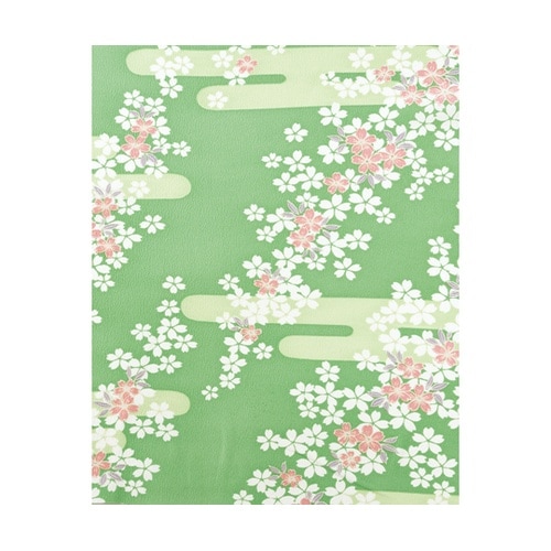 雲取花柄 茶衣着 上 グリーン L K3