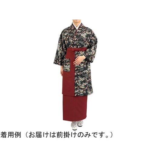 友禅調小紋 前掛け ブラック F K36